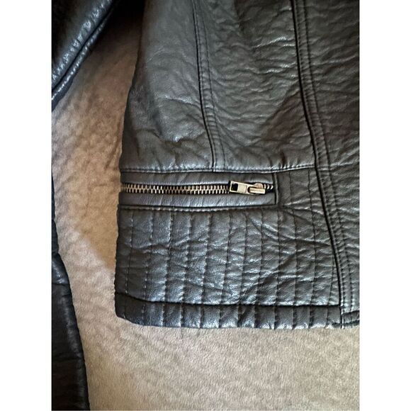 Xhiliration Faux Leather Jacket with patterns on shoulders. - Picture 4 of 5